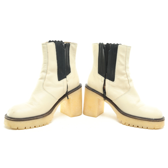 Free People James Chunky Heel Chelsea Leather Boots Women EU 38 White/Black - Picture 11 of 16